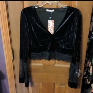 Black Velvet Crop Top